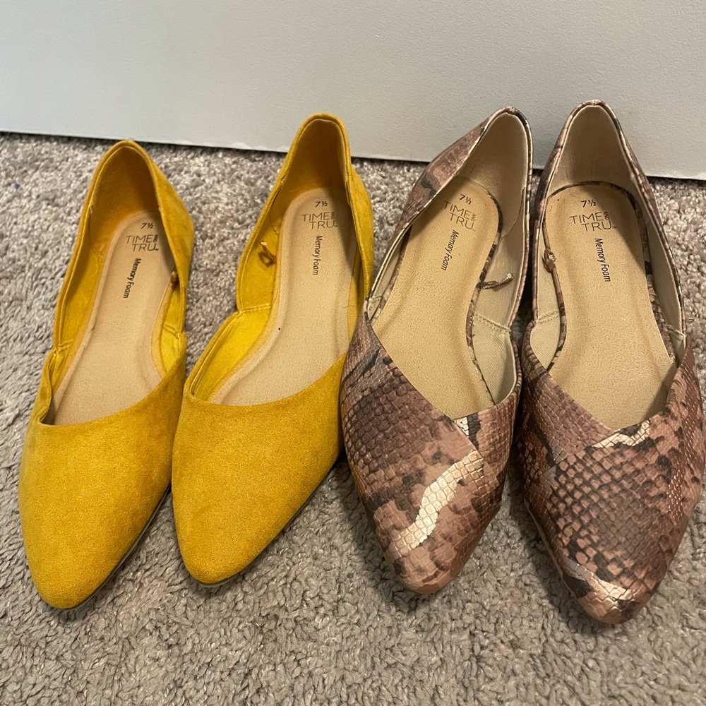 Time and Tru Pointy toe  flats 7 1/2 worn once